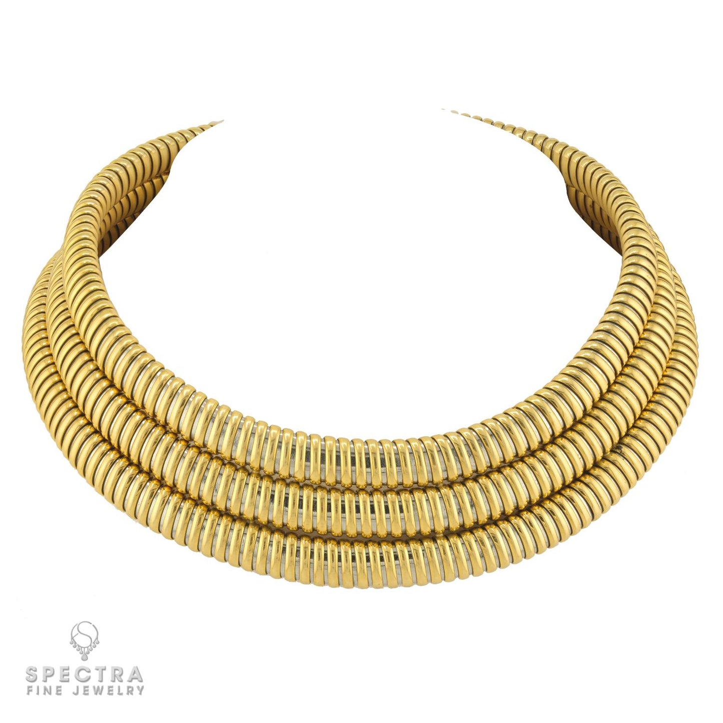 Cartier "Africa" Triple-Row Gas Pipe Necklace, 18k Gold, 1988