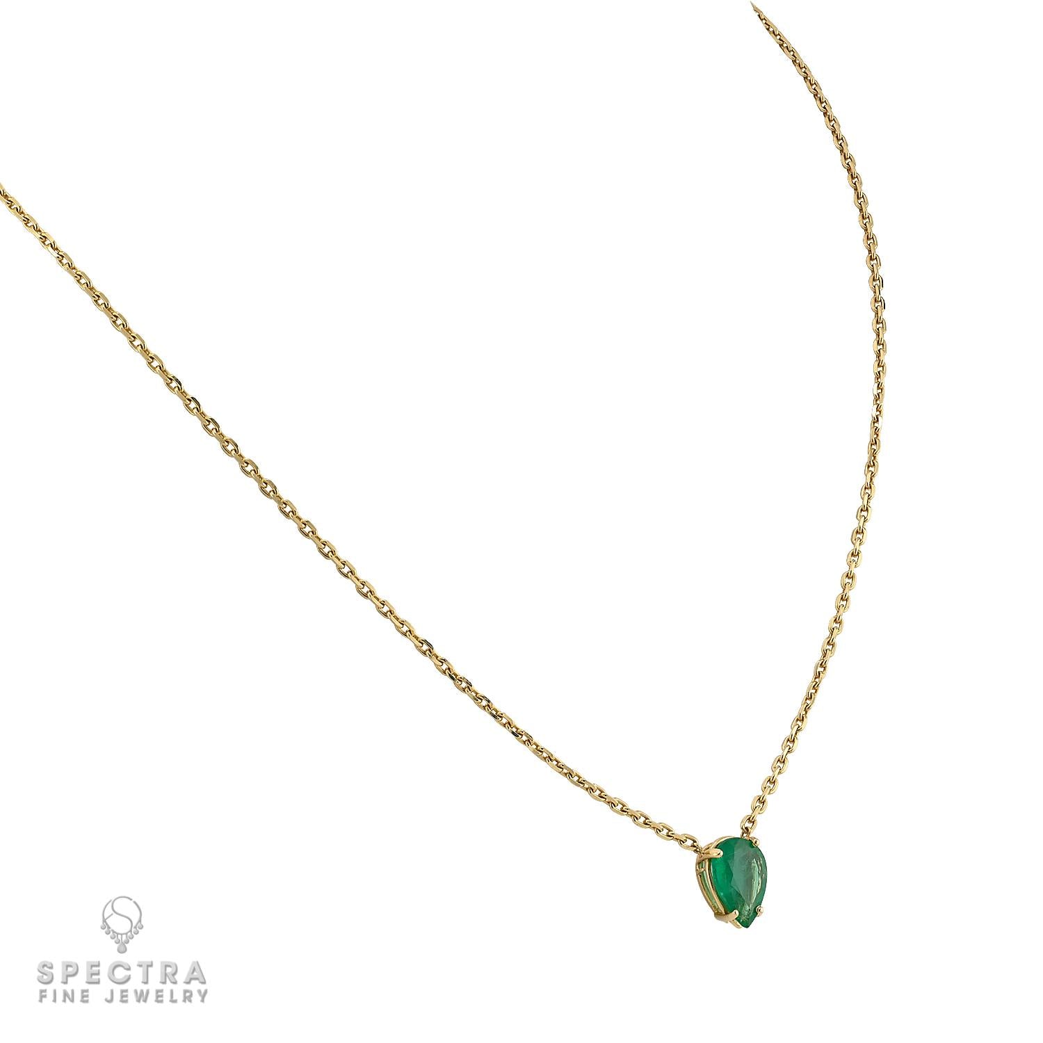 3.01 ct. Pear Emerald Pendant Necklace in 14k Yellow Gold