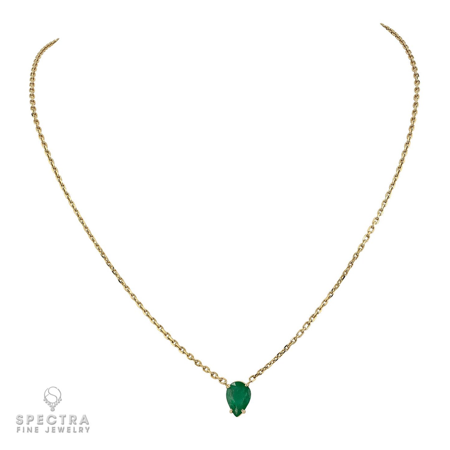 3.01 ct. Pear Emerald Pendant Necklace in 14k Yellow Gold