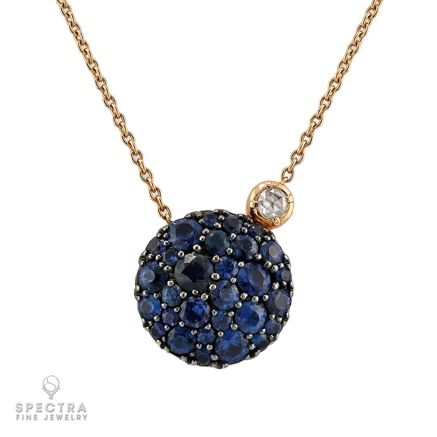 Sapphire & Diamond Pendant Necklace in 18K Yellow Gold