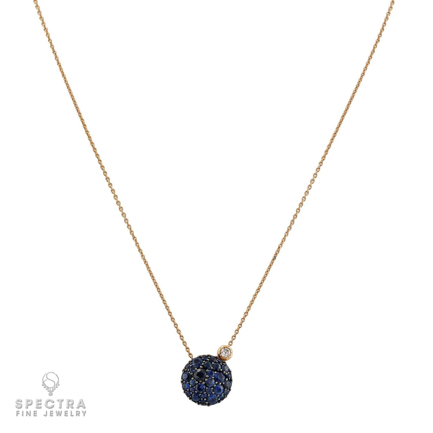 Sapphire & Diamond Pendant Necklace in 18K Yellow Gold