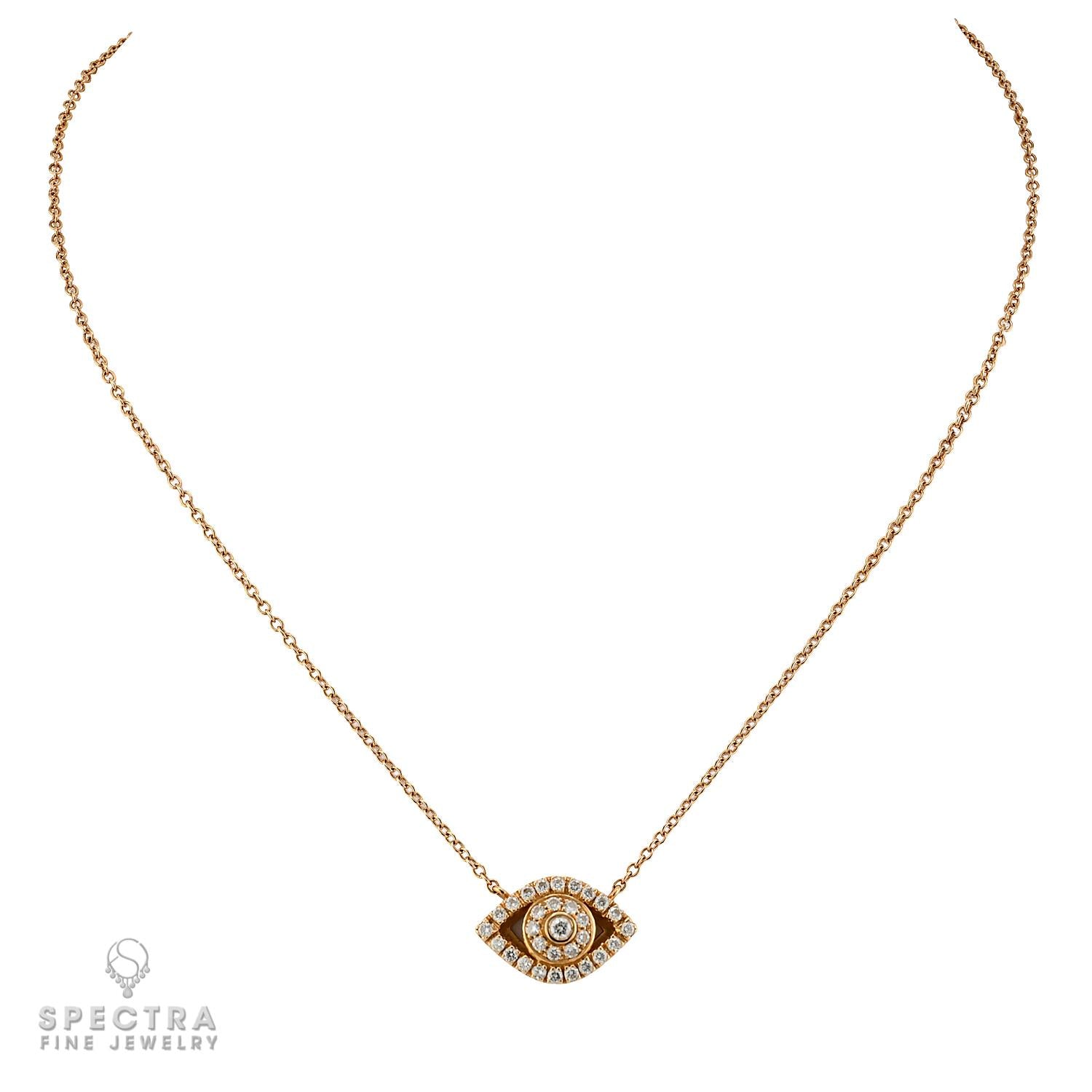 Diamond Evil Eye Pendant Necklace in 18K Rose Gold