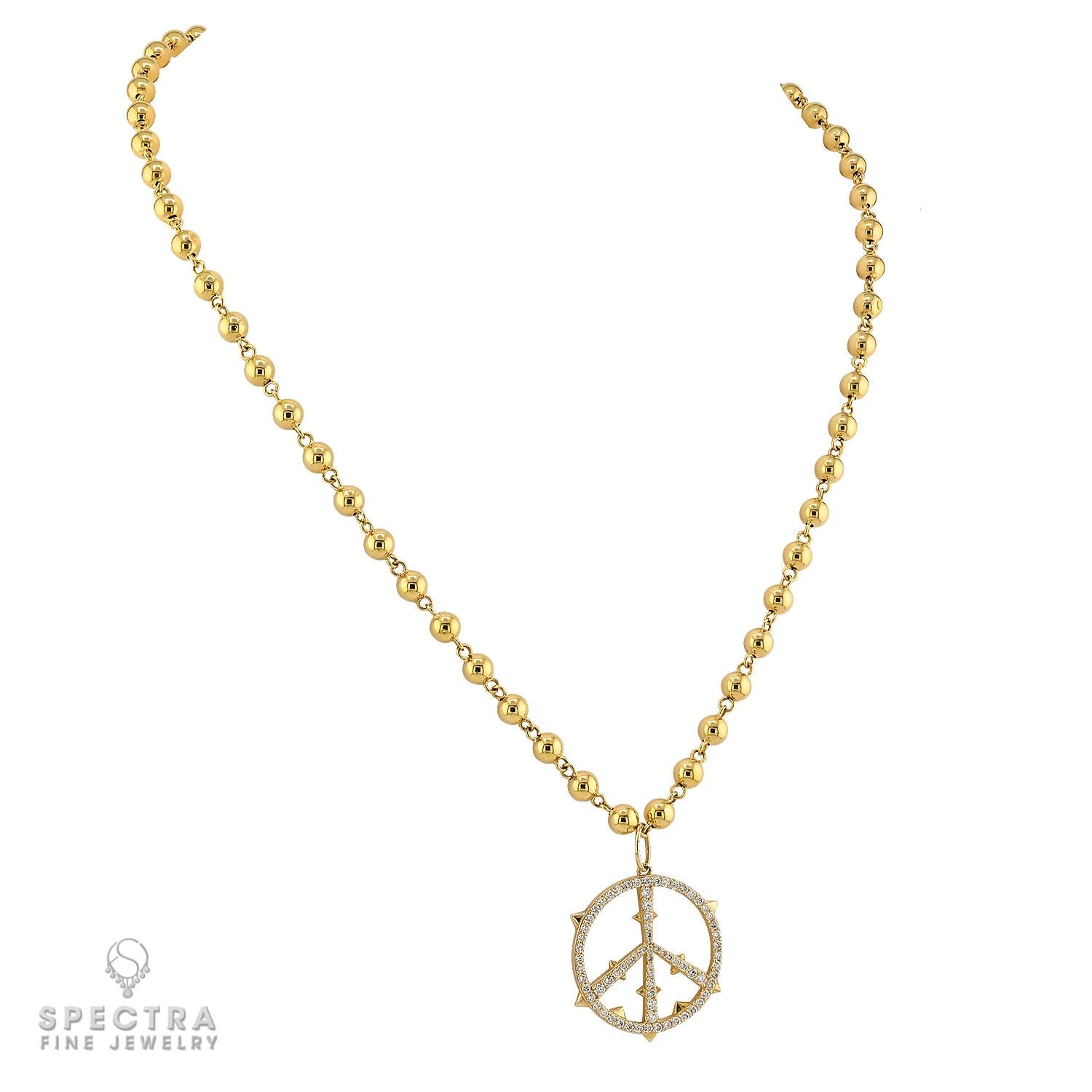 Diamond Peace Pendant Necklace in 14K Yellow Gold, 19"