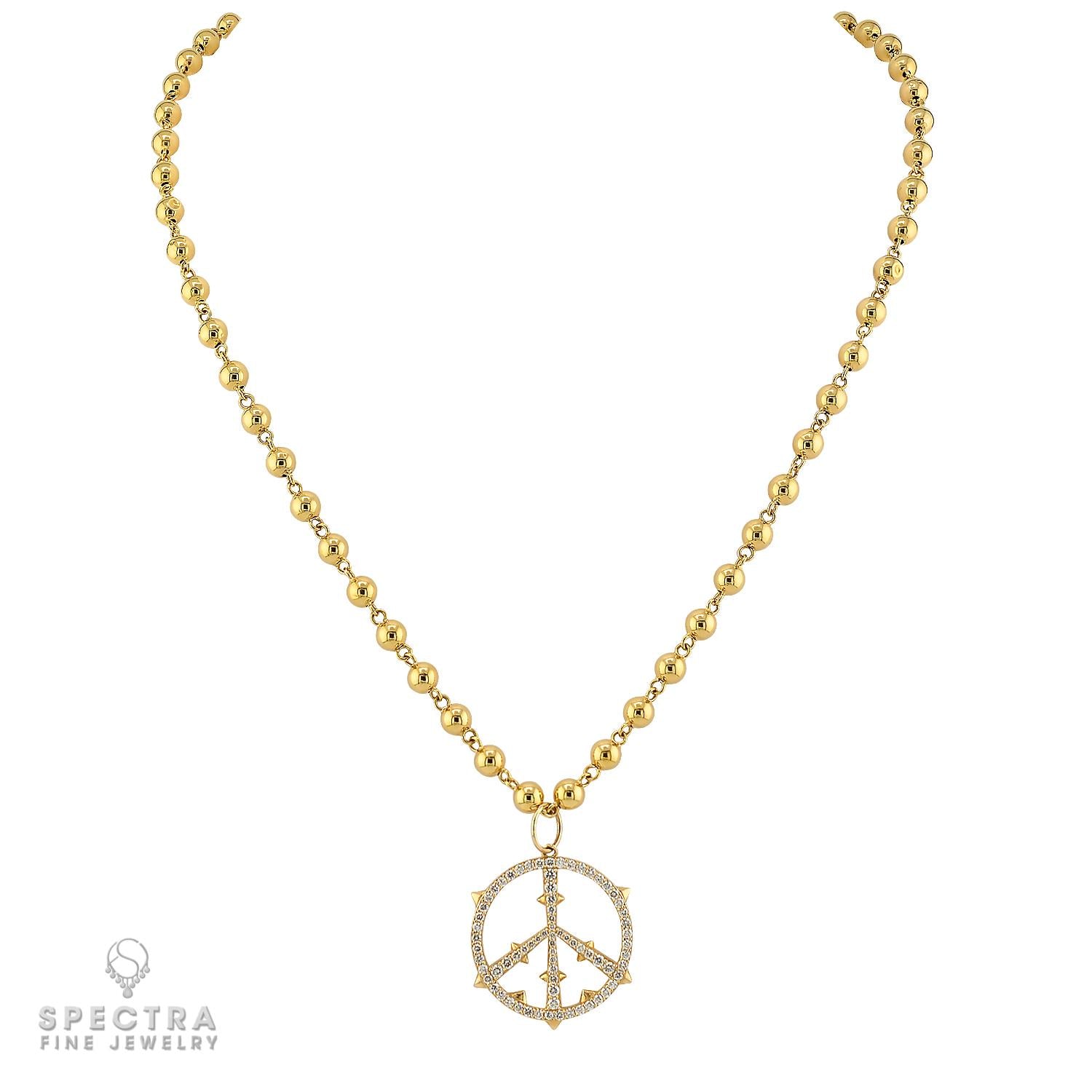 Diamond Peace Pendant Necklace in 14K Yellow Gold, 19"