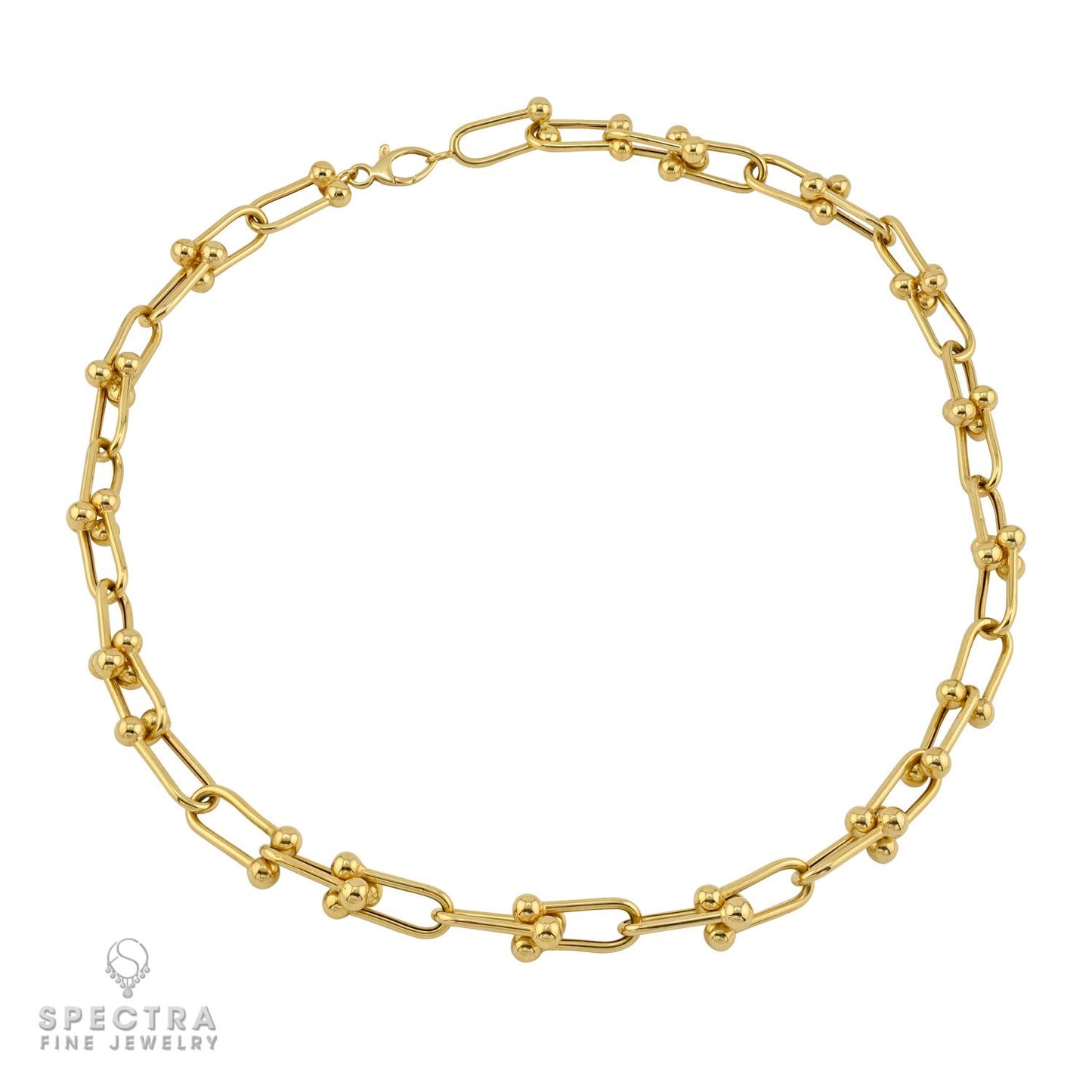 14k Yellow Gold Beaded Link Necklace, 20 Inch