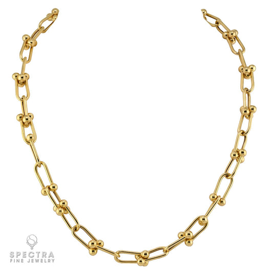 14k Yellow Gold Beaded Link Necklace, 20 Inch