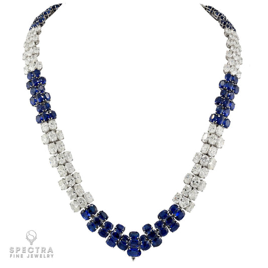 150 cts. Oval Sapphire and 137.0 cts. Diamond Necklace