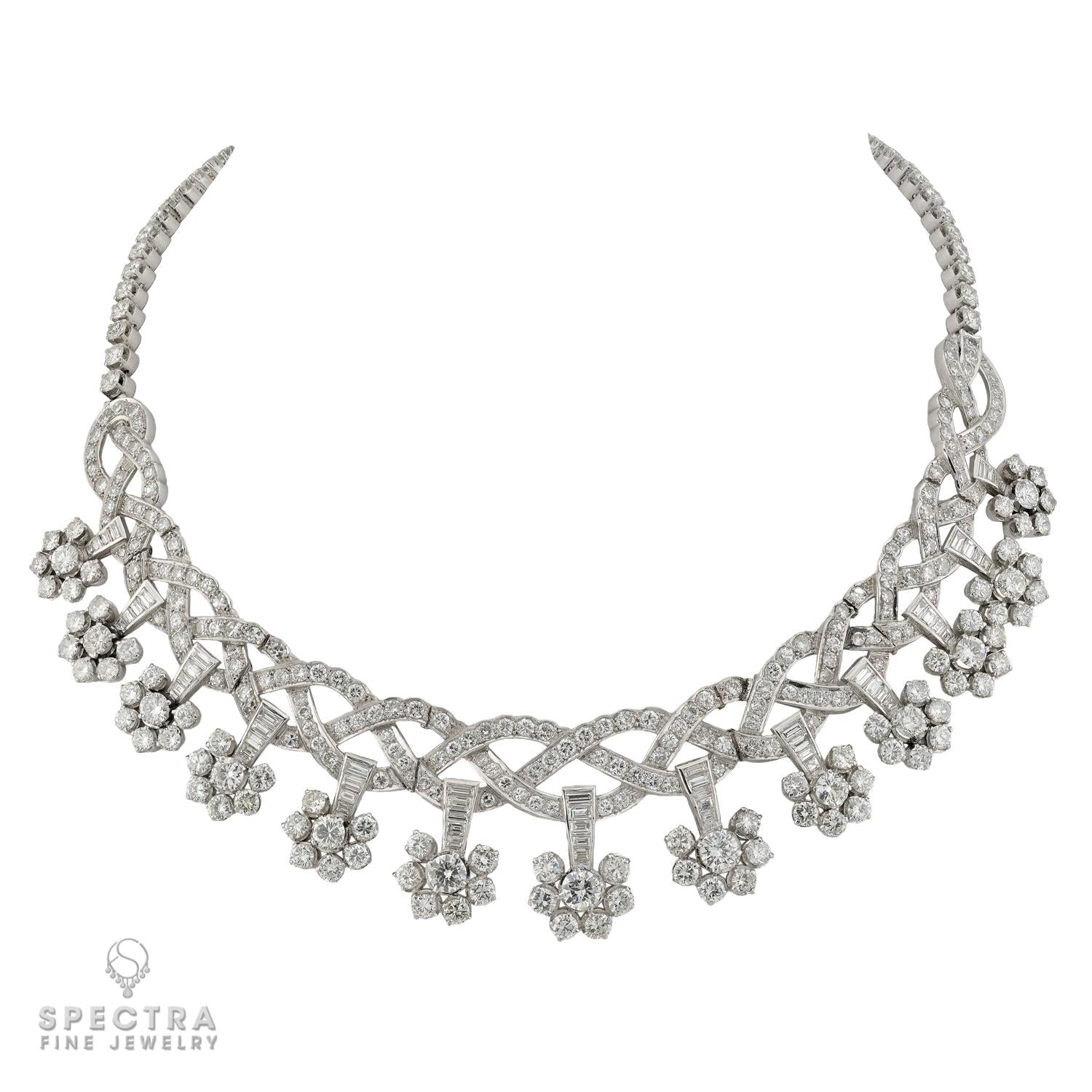 Van Cleef & Arpels Platinum Diamond Necklace, 35.00 carats