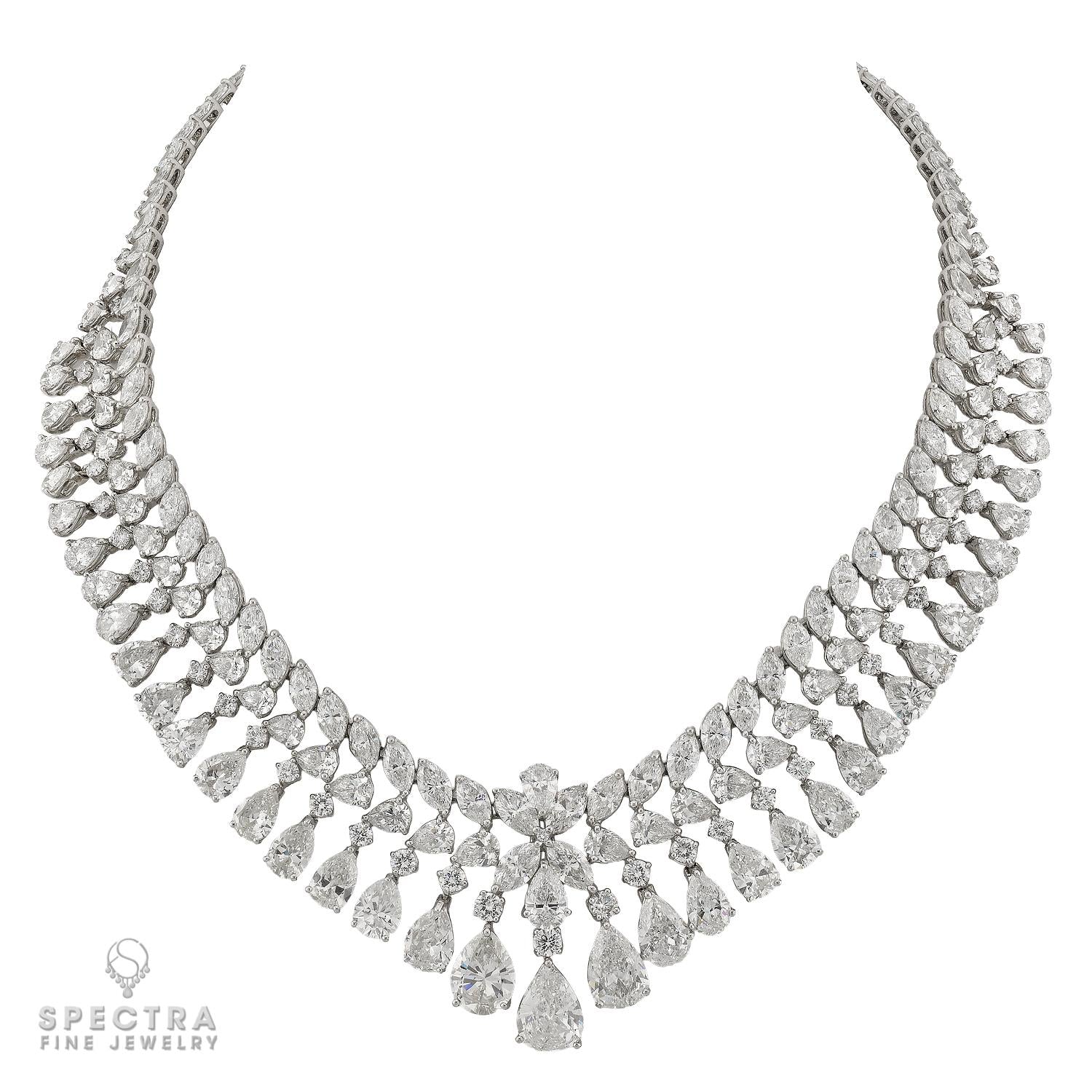 Platinum 88.0 ct Fancy-Shape Diamond Necklace, 16 inches