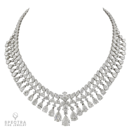 Platinum 88.0 ct Fancy-Shape Diamond Necklace, 16 inches