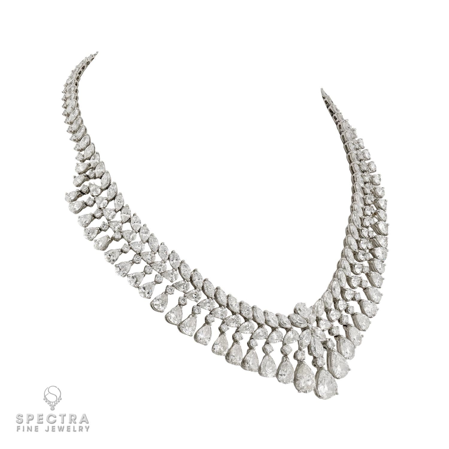 Platinum 88.0 ct Fancy-Shape Diamond Necklace, 16 inches