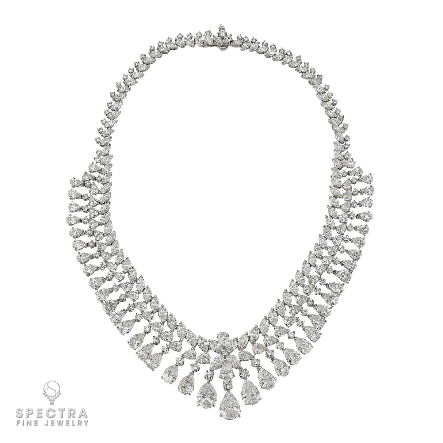 Platinum 88.0 ct Fancy-Shape Diamond Necklace, 16 inches