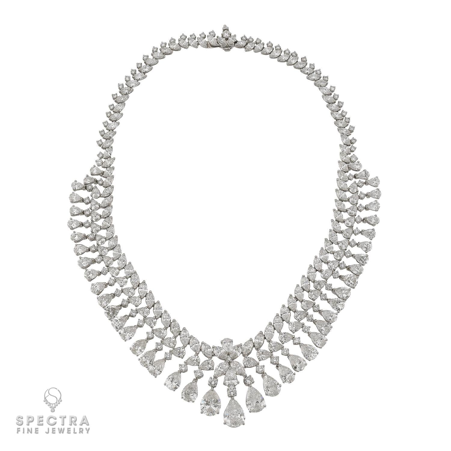 Platinum 88.0 ct Fancy-Shape Diamond Necklace, 16 inches