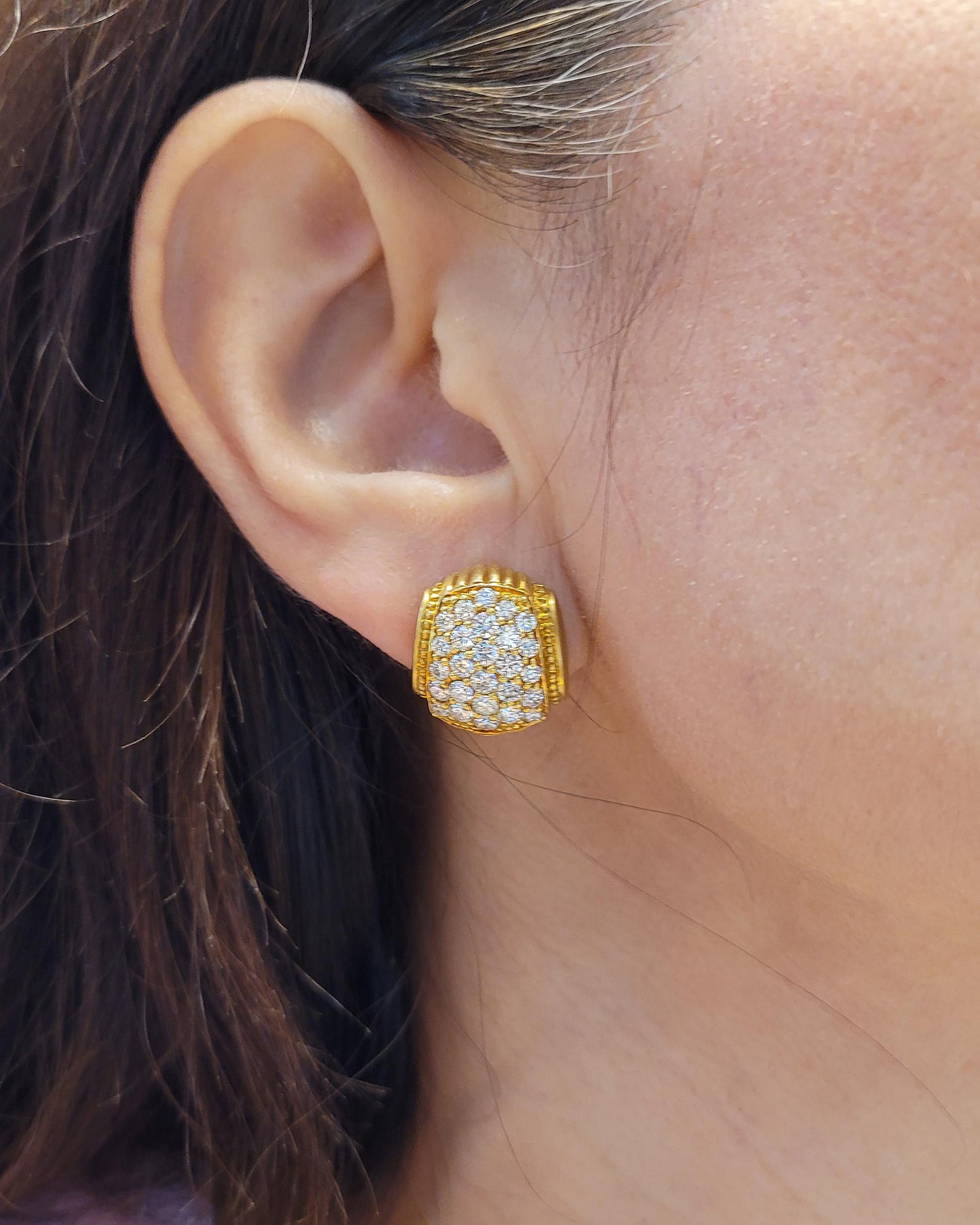 Judith Ripka Vintage Mid-Century Diamond Button Earrings