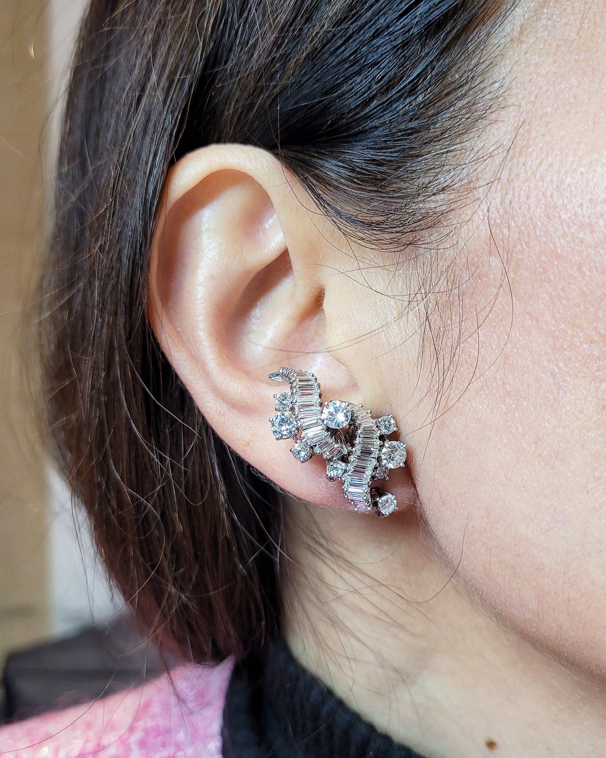 Vourakis Vintage Diamond Pearl Drop Earrings - view 4