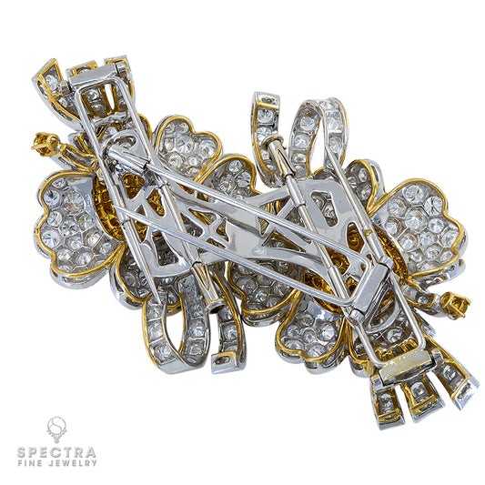 Vintage Diamond Blossom Convertible Double Clip Brooch