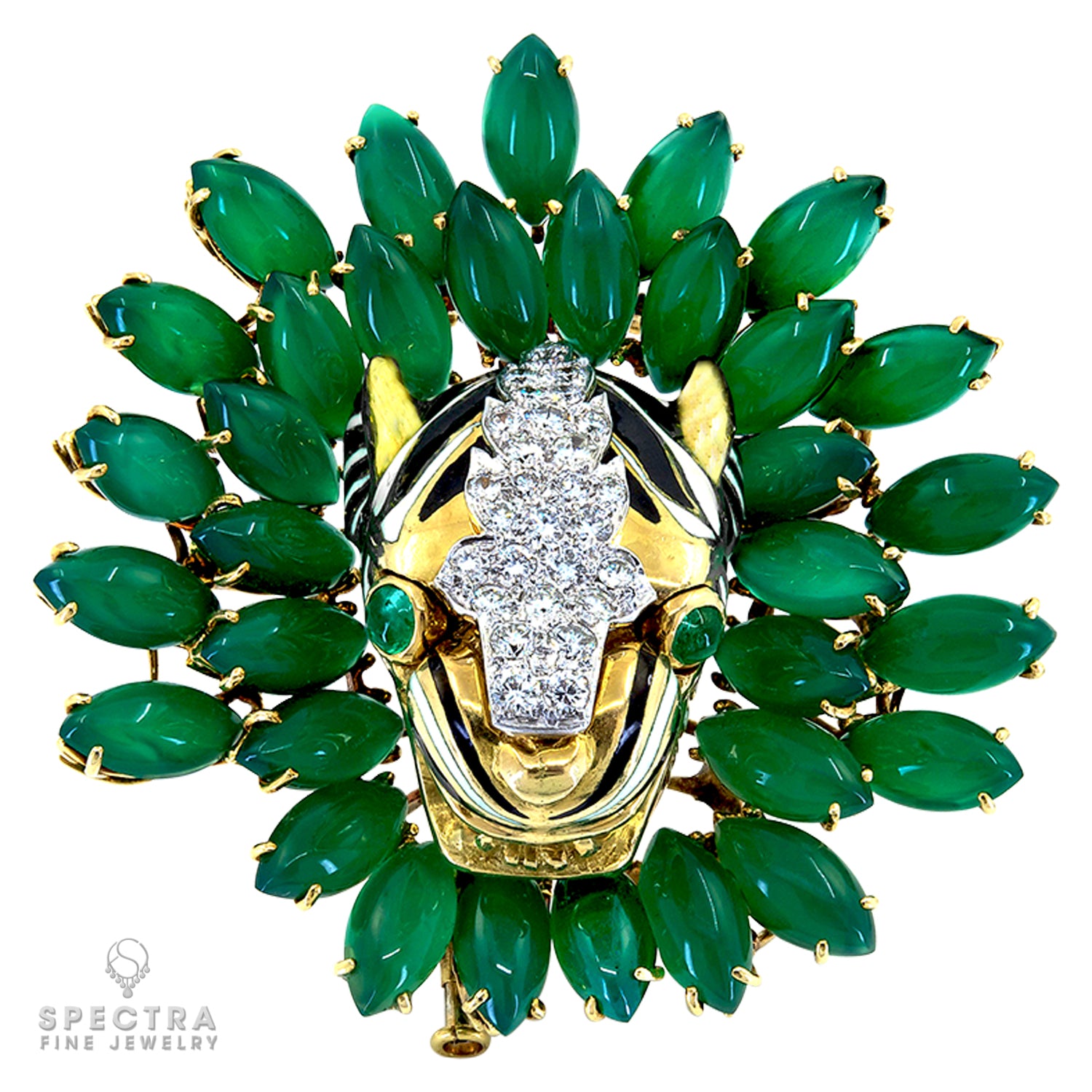 David Webb Kingdom Contemporary Tiger Emerald Brooch