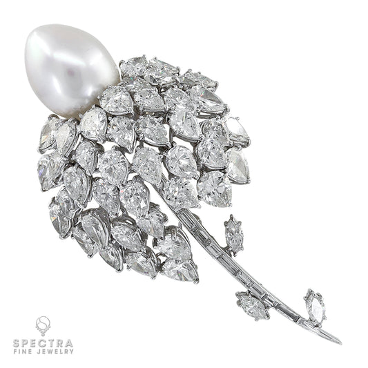 E. Pearl Contemporary Diamond Pearl Convertible Brooch Pendant