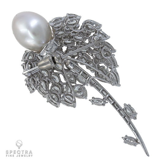 E. Pearl Contemporary Diamond Pearl Convertible Brooch Pendant