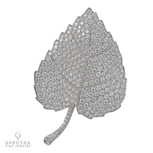 Contemporary Diamond Pave 'Leaf' Brooch