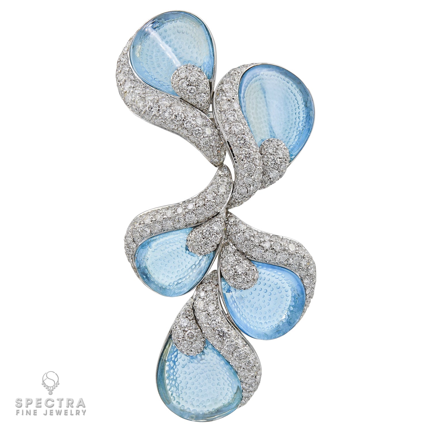 Ambrosi Diamond Carved Blue Gemstones Brooch