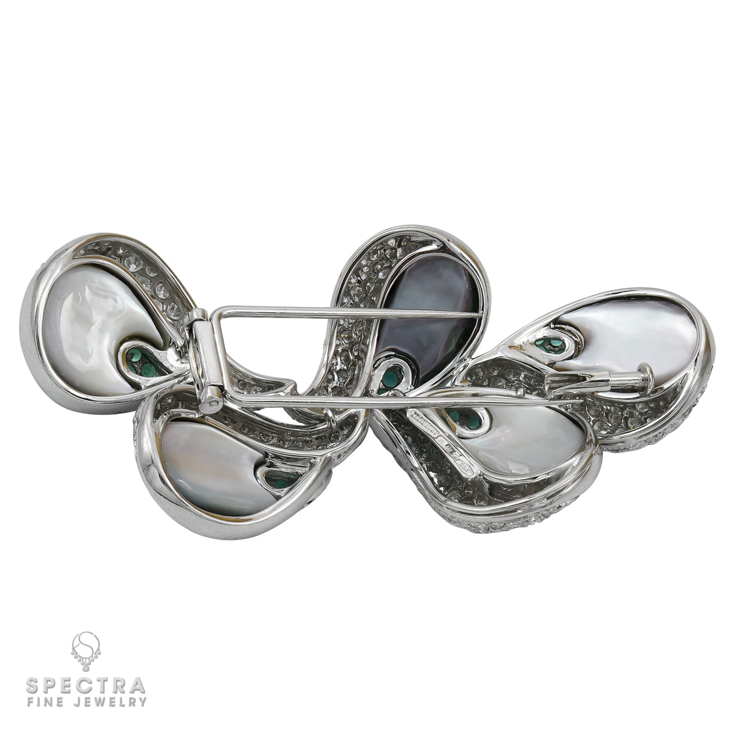 Mother of Pearl double pin stems De Ambrosi Contemporary Brooch.