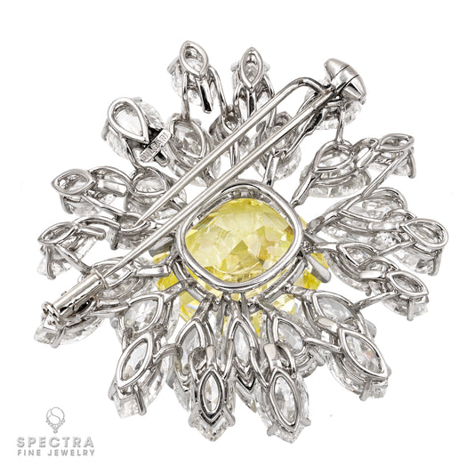 Vintage Bulgari Fancy Intense Yellow Diamond Brooch