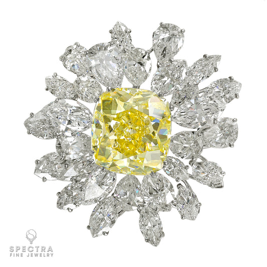 Vintage Bulgari Fancy Intense Yellow Diamond Brooch