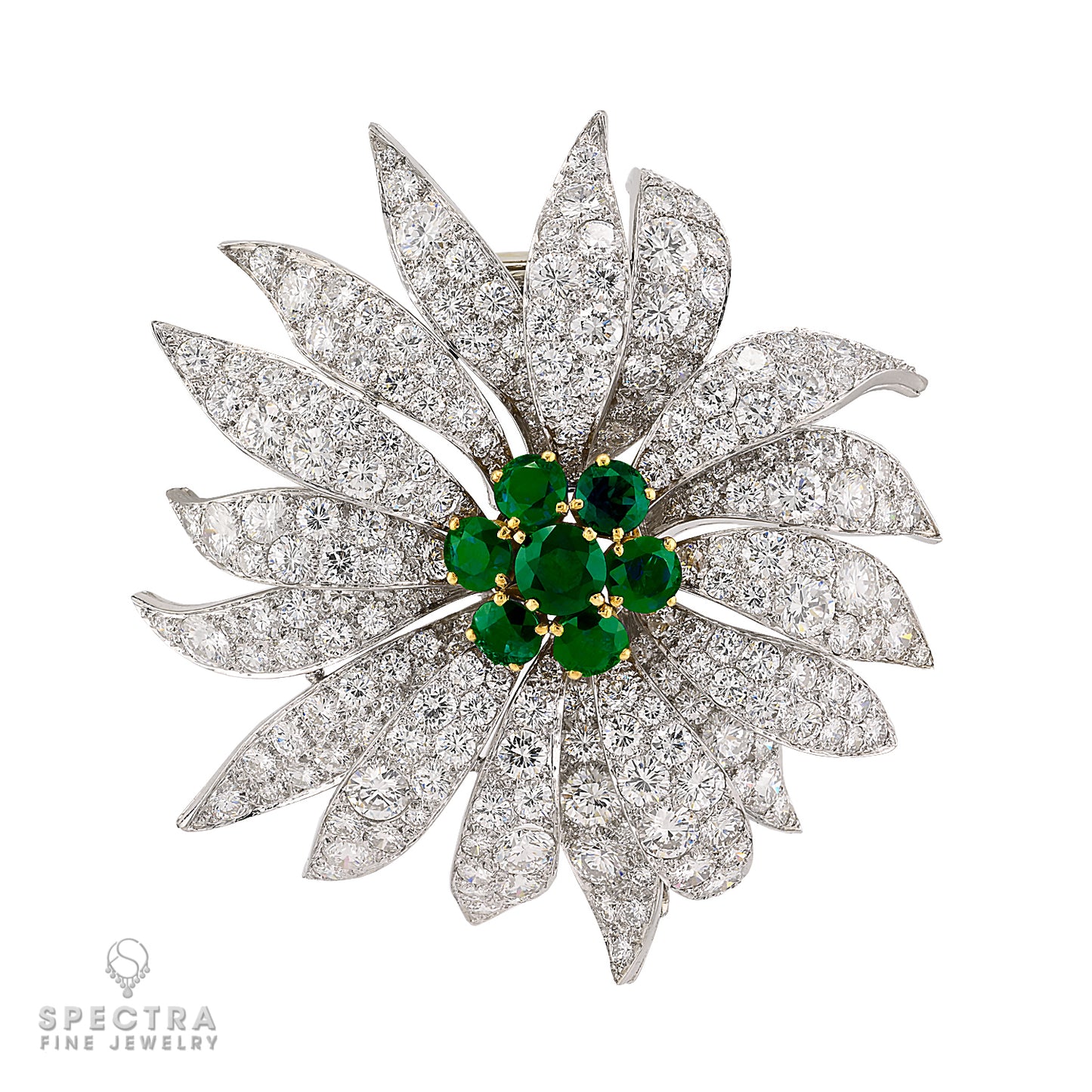 Van Cleef & Arpels Diamond Fleur Brooch, Convertible Center