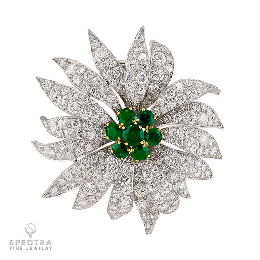 Van Cleef & Arpels Diamond Fleur Brooch, Convertible Center