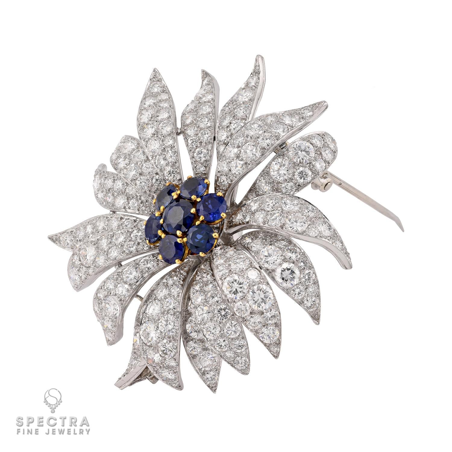 Van Cleef & Arpels Diamond Fleur Brooch, Convertible Center