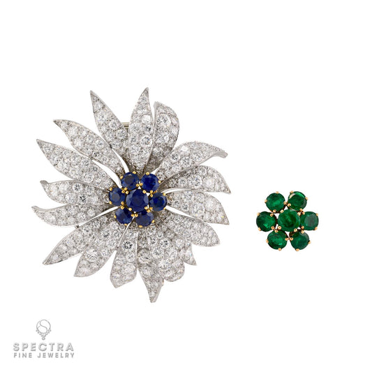 Van Cleef & Arpels Diamond Fleur Brooch, Convertible Center
