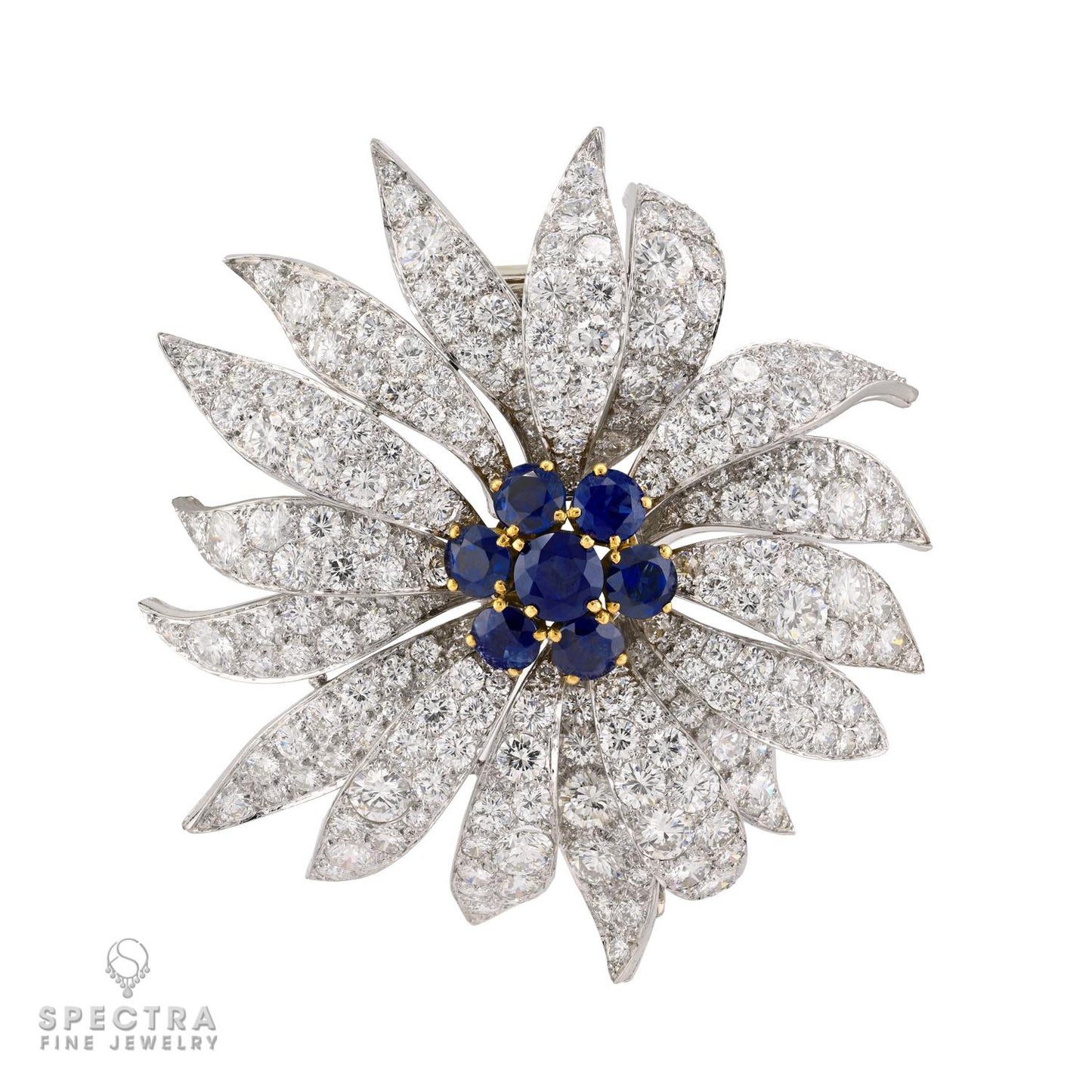 Van Cleef & Arpels Diamond Fleur Brooch, Convertible Center