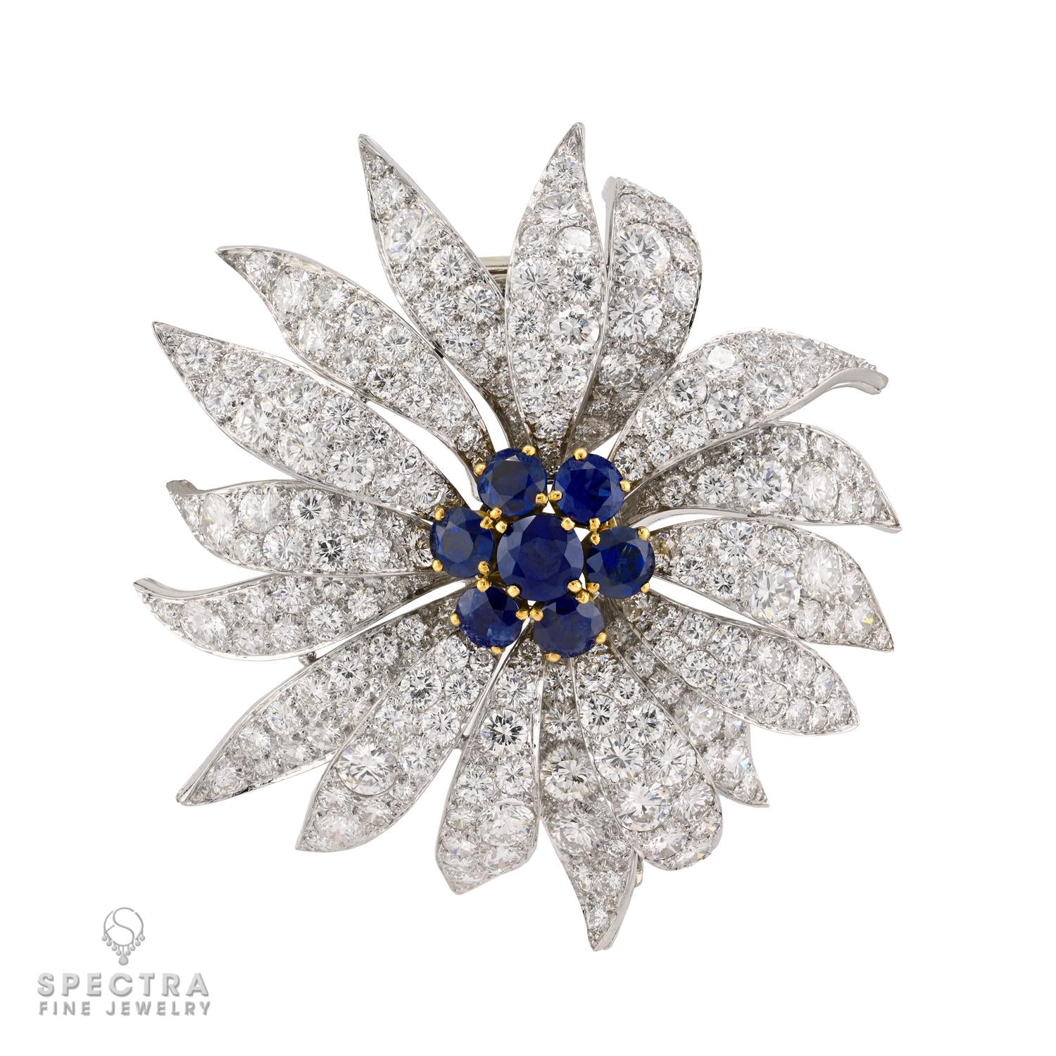 Van Cleef & Arpels Diamond Fleur Brooch, Convertible Center