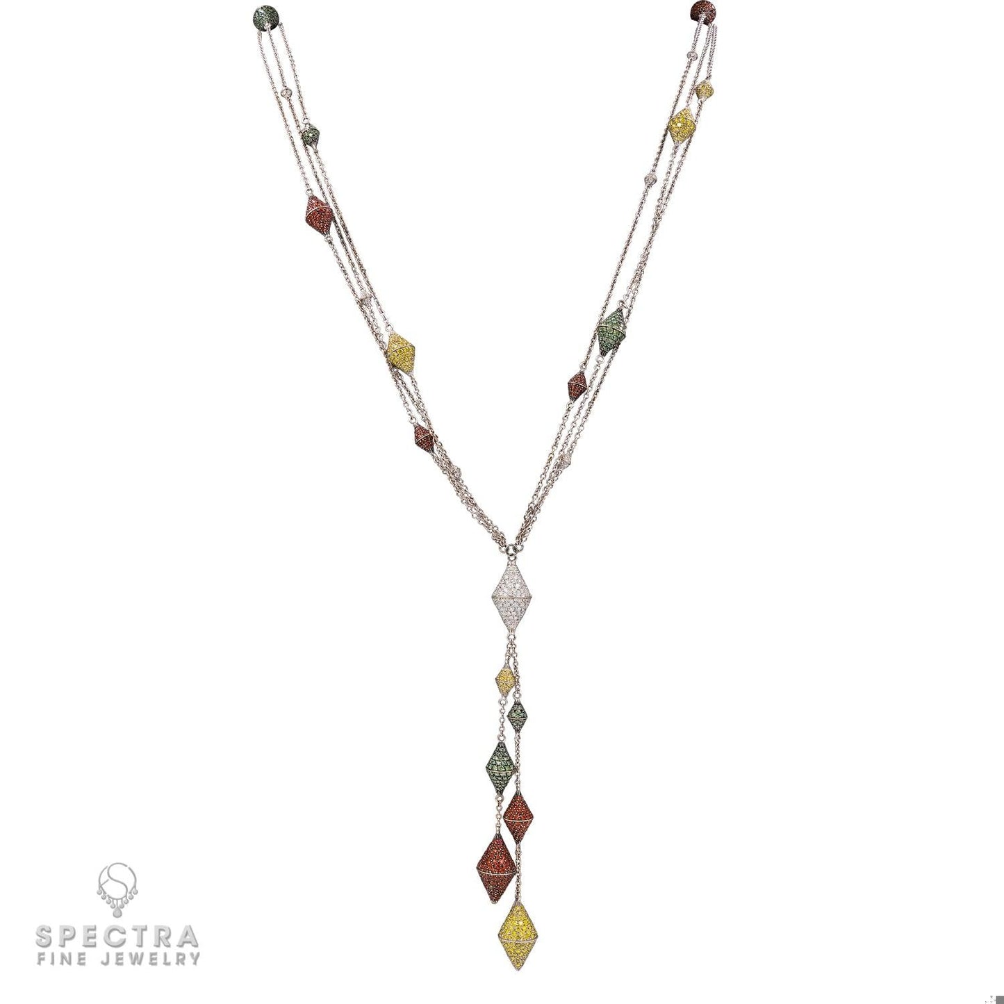 Palmiero Diamond Multicolored Sapphire Lavalier Sautoir Necklace