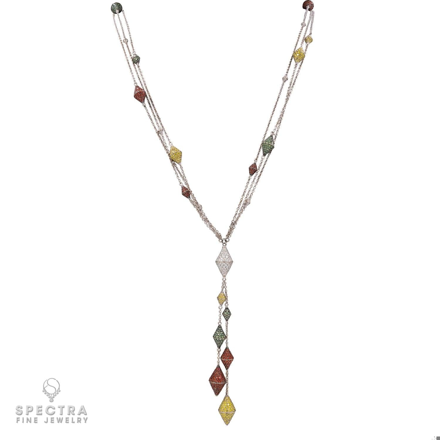 Palmiero Diamond Multicolored Sapphire Lavalier Sautoir Necklace
