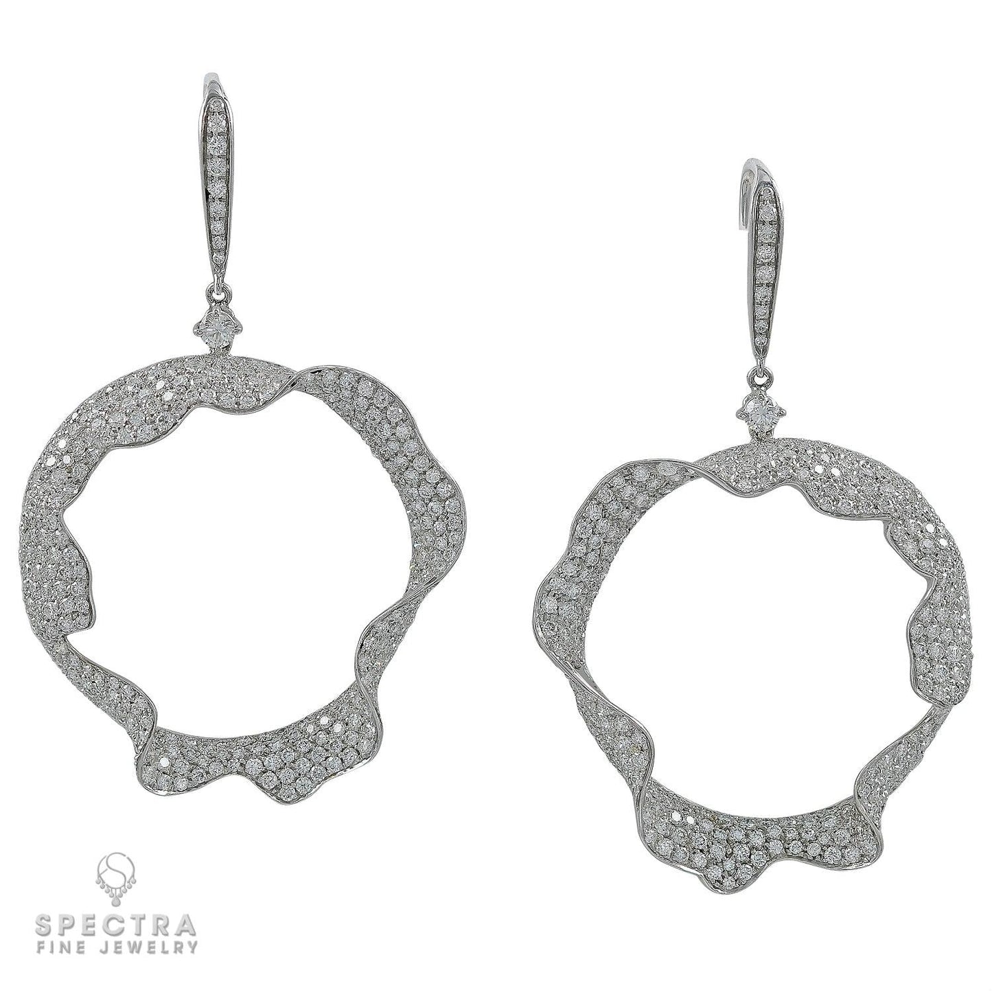 Palmiero Diamond White Gold Drop Hoop Earrings