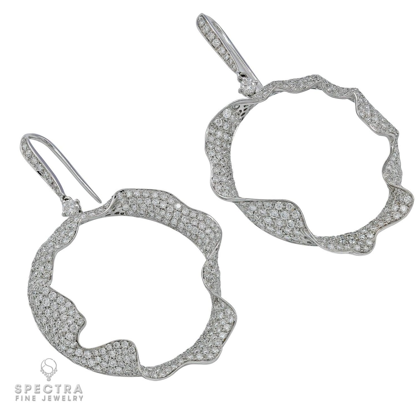 Palmiero Diamond White Gold Drop Hoop Earrings