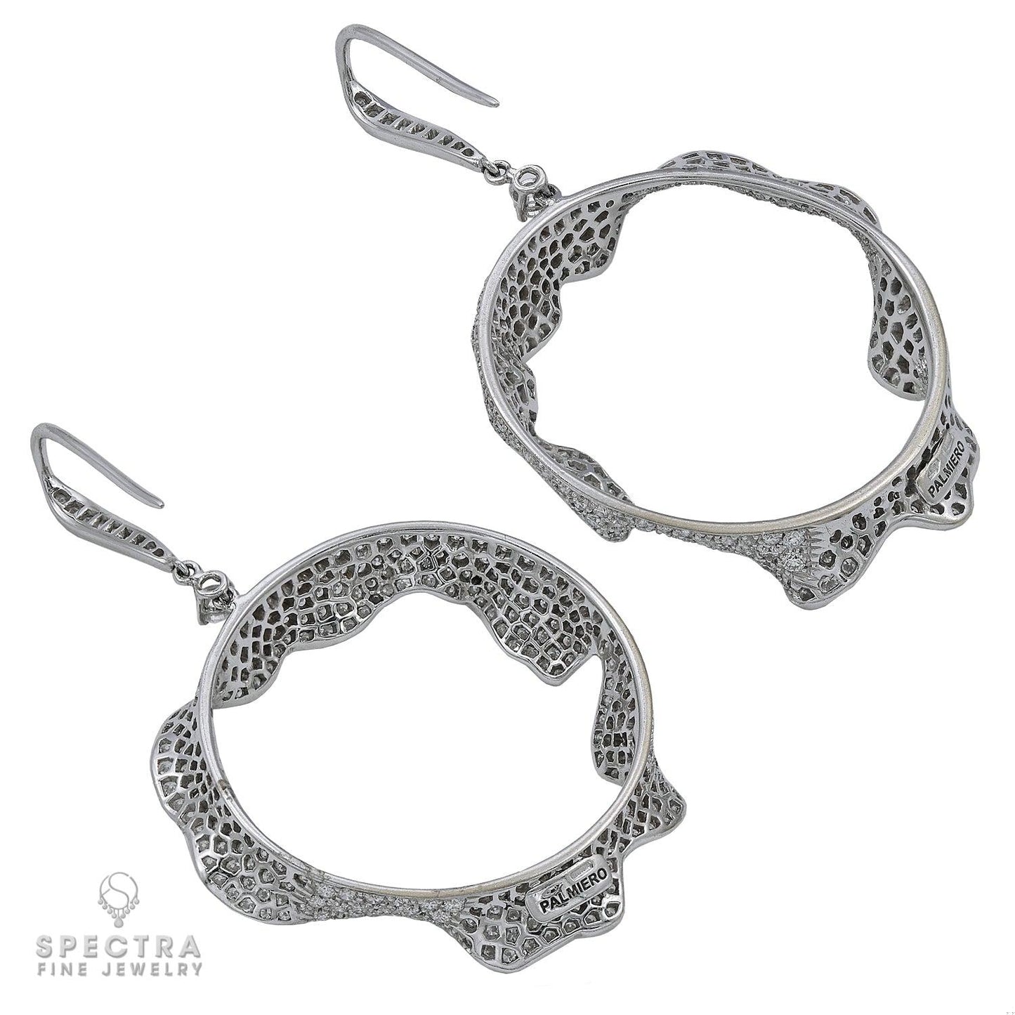 Palmiero Diamond White Gold Drop Hoop Earrings