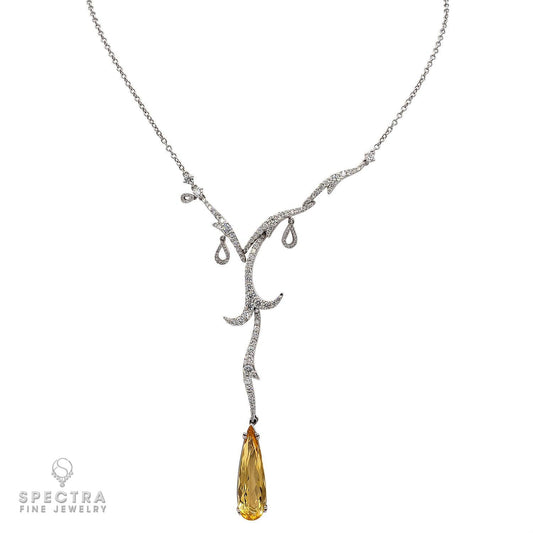 Palmiero Diamond Yellow Topaz Lavalier Necklace