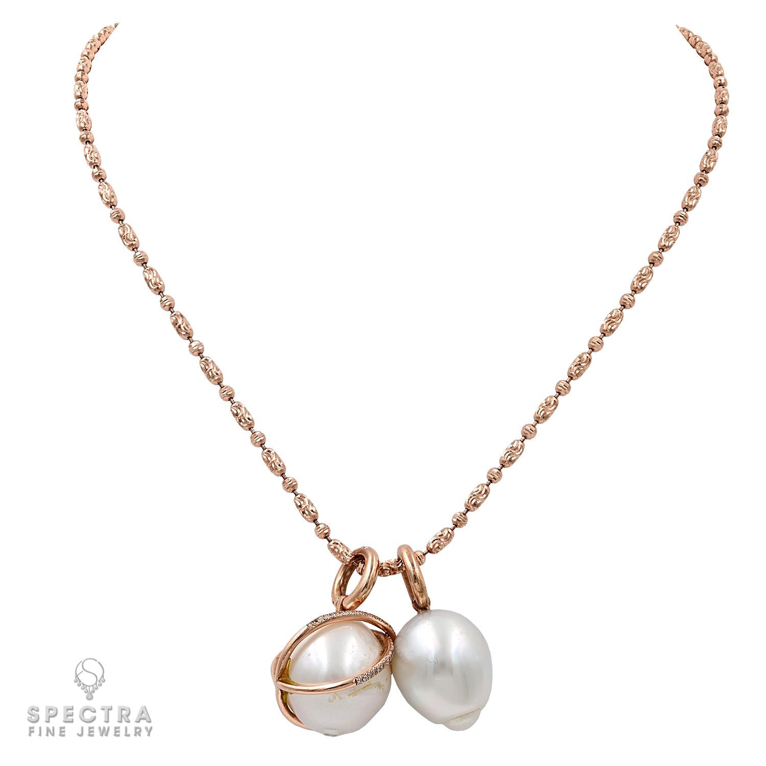 Pearls and Diamond Pendant Chain Necklace