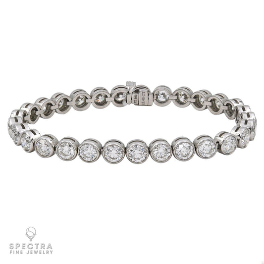 Platinum Round Diamond Bezel Set Tennis Bracelet