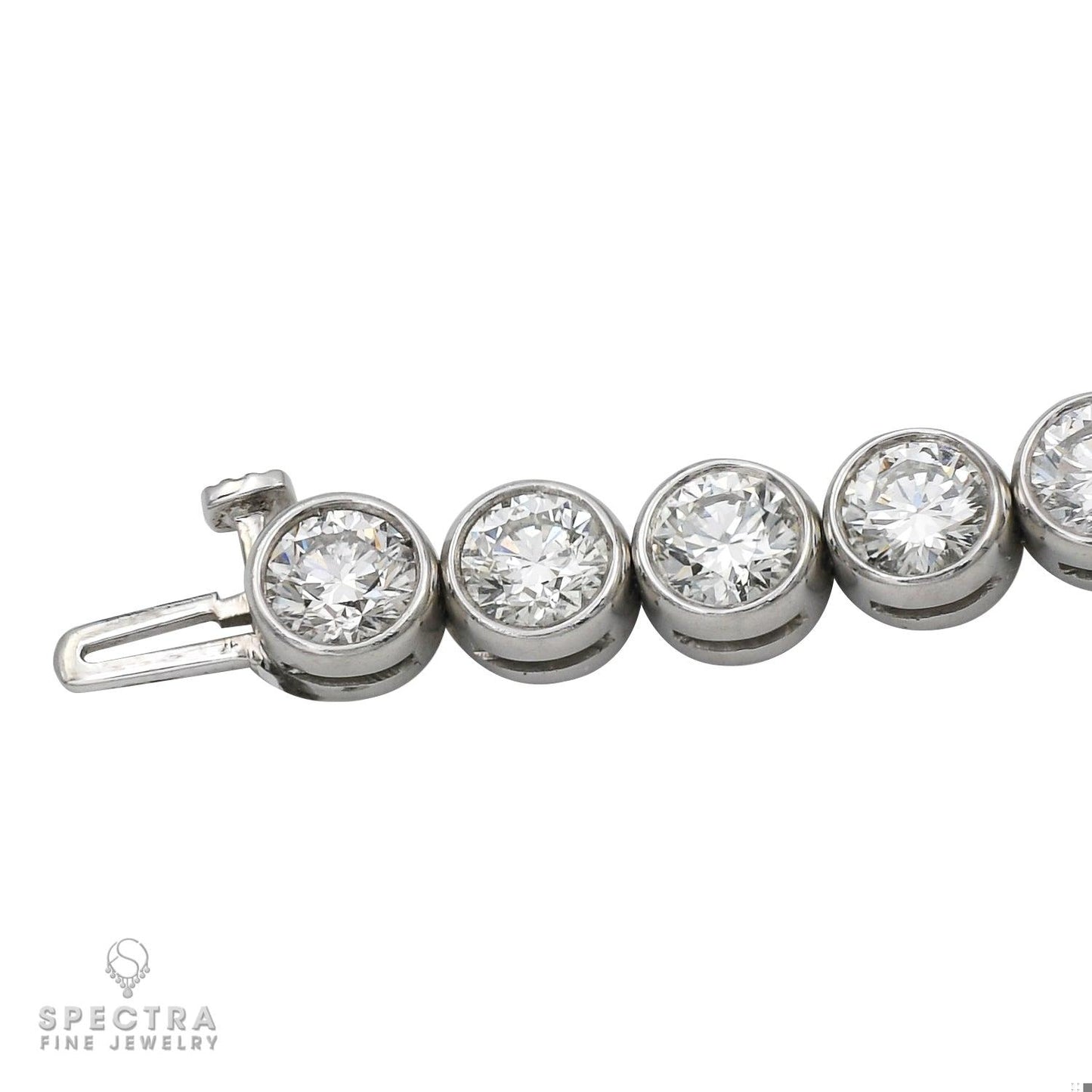 Platinum Round Diamond Bezel Set Tennis Bracelet