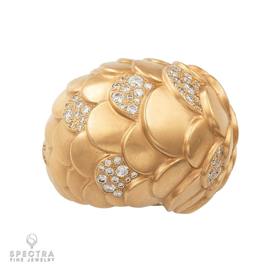 Pomellato Diamond 18K Rose Gold Bombé Cocktail Ring