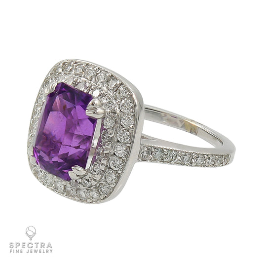 Spectra Fine Jewelry Sapphire Diamond Halo Engagement Ring 3.21ct