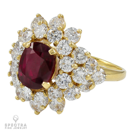 GRS Certified 3.01 Carat Ruby, Diamond Cocktail Ring