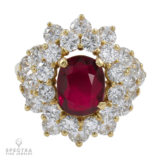 GRS Certified 3.01 Carat Ruby, Diamond Cocktail Ring