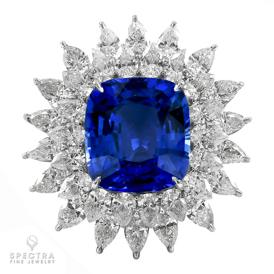 Spectra Fine Jewelry Sapphire Diamond Halo Engagement Ring 15.67ct