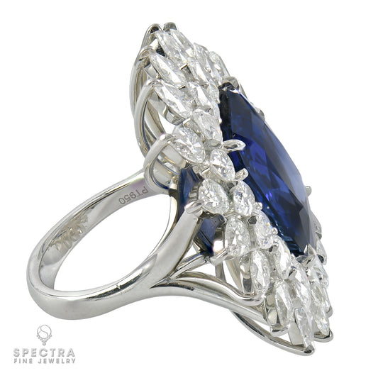 Spectra Fine Jewelry Sapphire Diamond Halo Engagement Ring 15.67ct