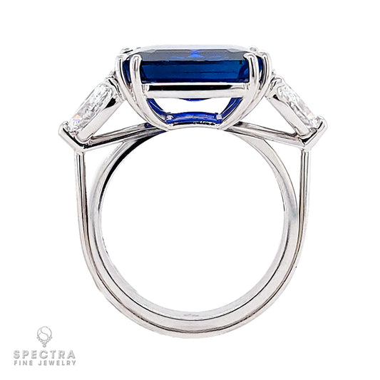 Spectra Fine Jewelry 10 Carat Burma Sapphire No Heat Diamond Ring